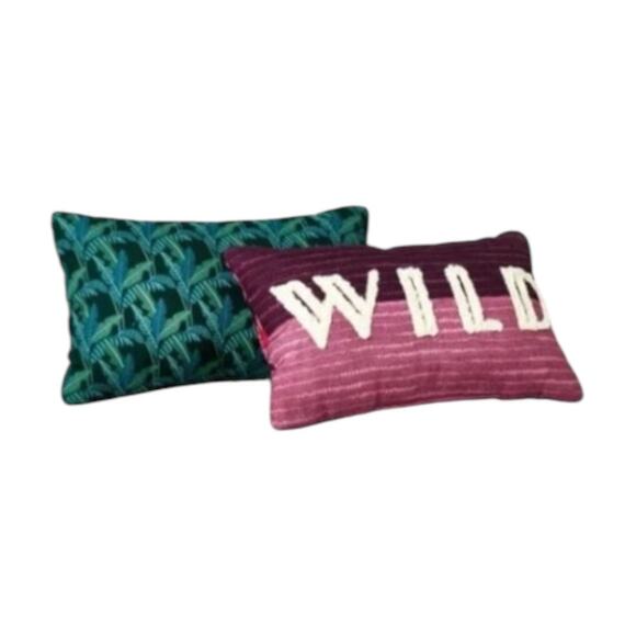 New Jungalow x Opalhouse 2pc Wild Oblong Decorative Pillows 8"x13" Pink Teal - Picture 1 of 5